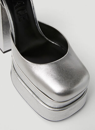 Versace Medusa Aevitas 金属色厚底高跟鞋 银色 vrs0251028