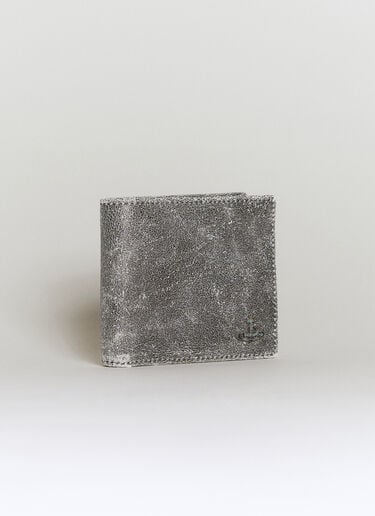 Distressed Bi-Fold Leather Wallet Vivienne Westwood Distressed Bi-Fold Leather Wallet Grey vvw0155020