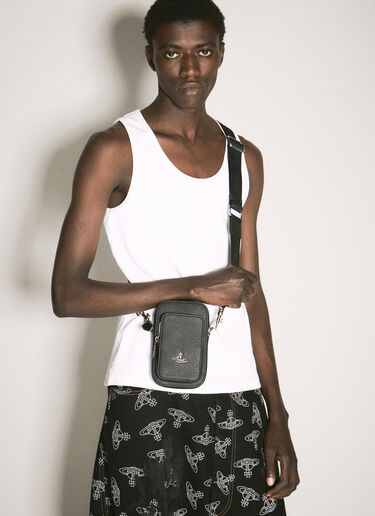 Vivienne Westwood 十字纹手机斜挎包  黑色 vvw0157015