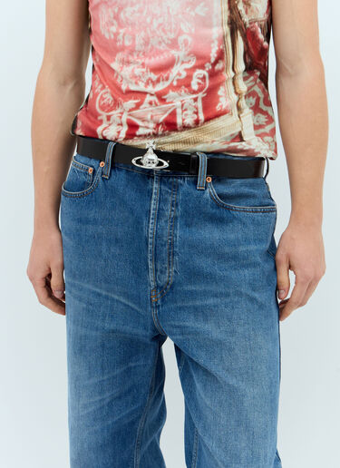 오브 버클 가죽 벨트 Vivienne Westwood 오브 버클 가죽 벨트 블랙 vvw0157018