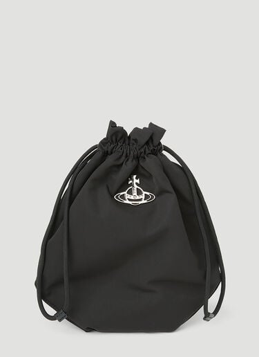 Vivienne Westwood 再生尼龙抽绳小袋 黑色 vvw0253031