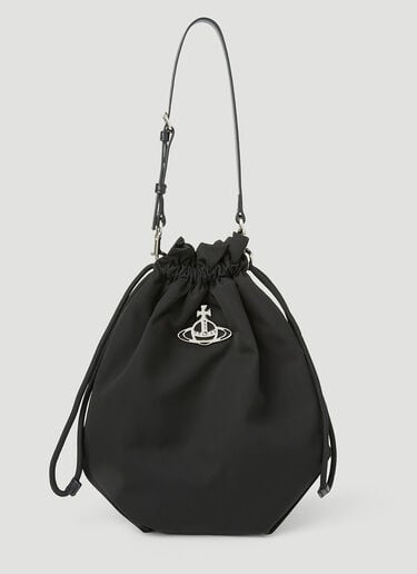 Vivienne Westwood 再生尼龙抽绳小袋 黑色 vvw0253031