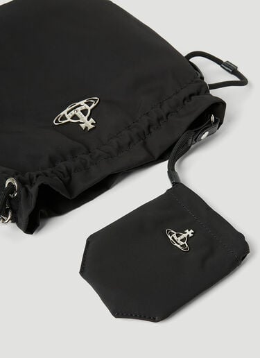 Vivienne Westwood 再生尼龙抽绳小袋 黑色 vvw0253031