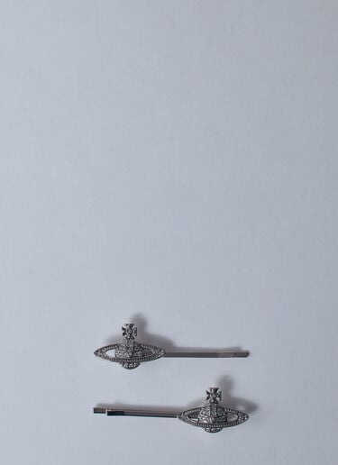Vivienne Westwood Mini Bas Relief Bobby Pin Silver vvw0260044