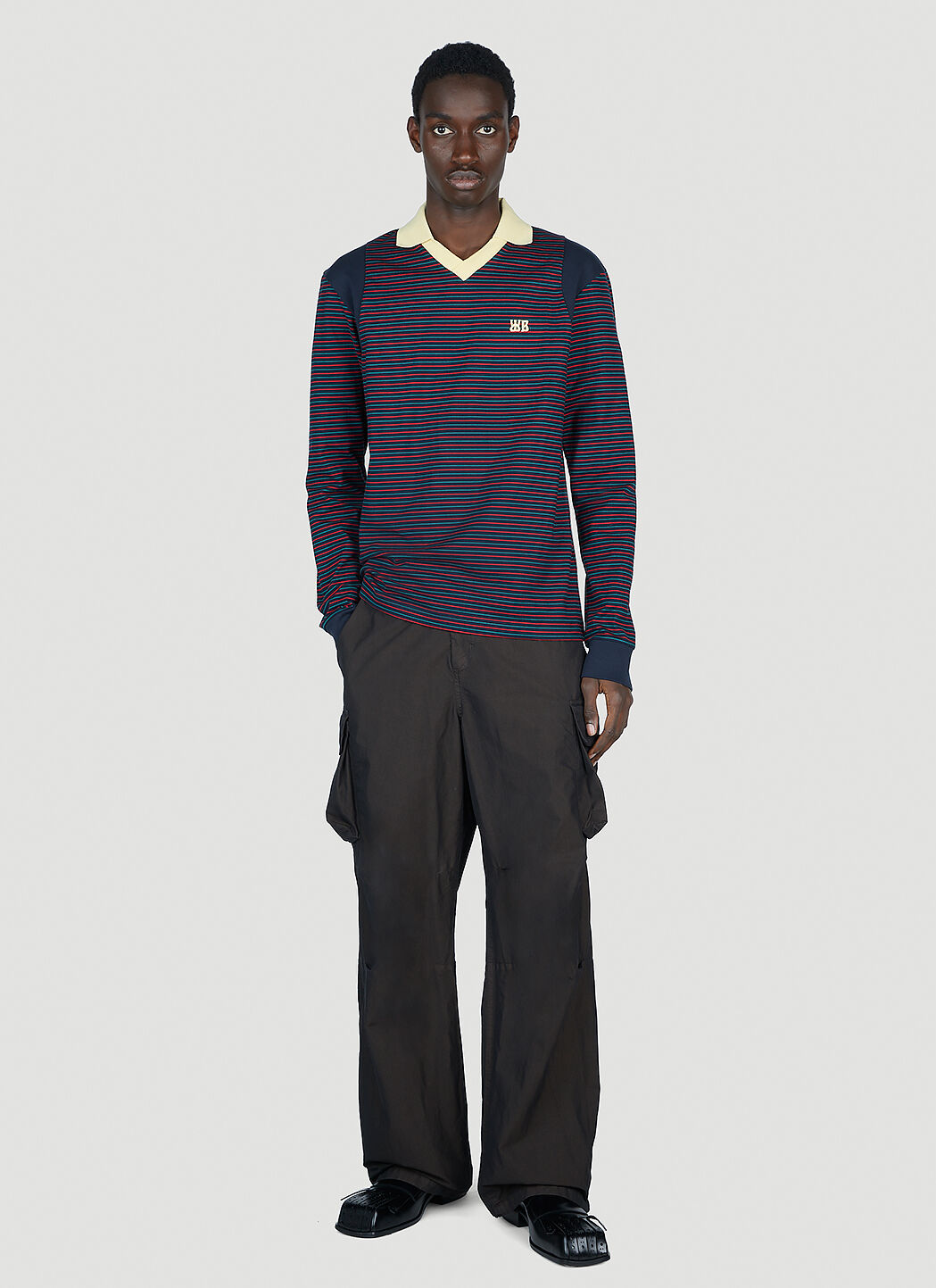 Wales Bonner Men's' Sonic Polo Top in Navy | LN-CC®