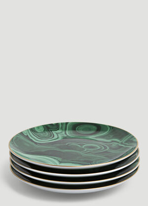 L'Objet Set-of-Four Malachite Dessert Plates Green wps0639519