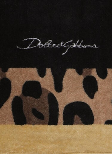 Dolce & Gabbana Casa Leopardo Beach Towel Black wps0691223