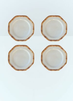 Les-Ottomans Set Of Four Bamboo Dessert Plates White wps0691387