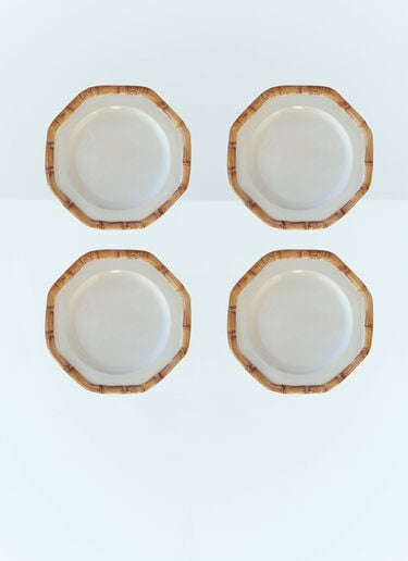 Set Of Four Bamboo Dessert Plates Les-Ottomans Set Of Four Bamboo Dessert Plates White wps0691387