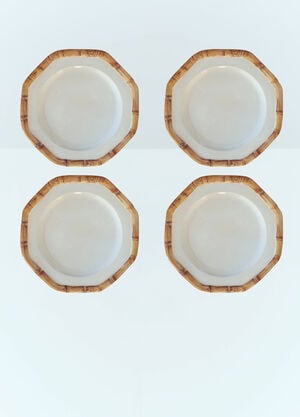 Les-Ottomans Set Of Four Bamboo Dinner Plates White wps0691388
