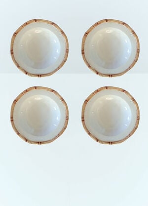 Les-Ottomans Set Of Four Bamboo Soup Plates White wps0691389