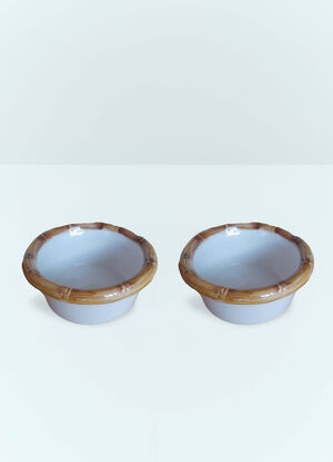 Les-Ottomans Set Of Two Bamboo Starter Bowls White wps0691393