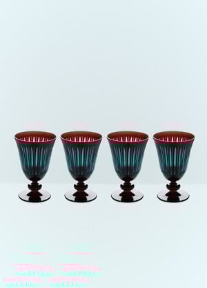 L'Objet Set Of Four Prism Wine Glasses Burgundy wps0691630