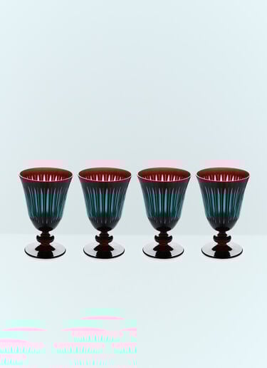 L'Objet Set Of Four Prism Wine Glasses Burgundy wps0691630
