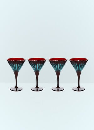L'Objet Set Of Four Prism Martini Glasses Burgundy wps0691631