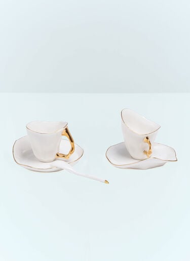 Seletti Meltdown Coffee Cup, Saucer And Spoon Set White wps0691650