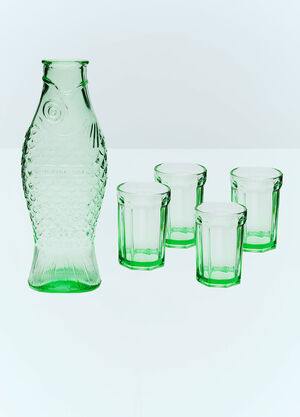 Serax Fish and Fish Carafe And Glasses Set Green wps0691669