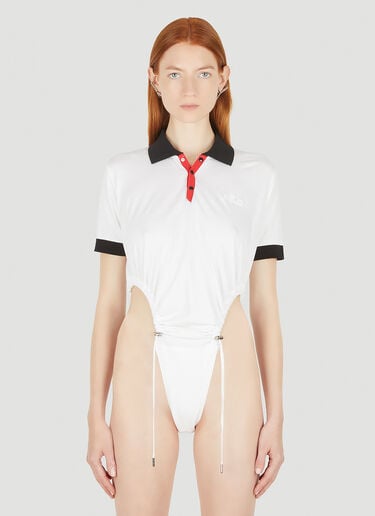 Ruched Polo Collar Bodysuit Y/Project x FILA Ruched Polo Collar Bodysuit White ypf0247001