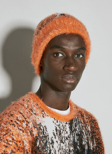 Gradient Hairy Knit Beanie Hat Y/Project Gradient Hairy Knit Beanie Hat Orange ypr0153018