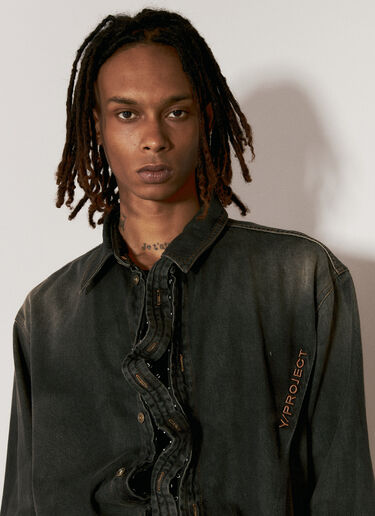 Hook-And-Eye Denim Shirt Y/PROJECT Hook-And-Eye Denim Shirt Black ypr0156003