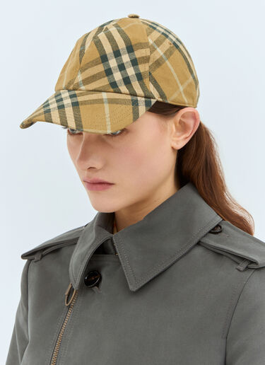 체크 면 베이스볼 캡 Burberry 체크 면 베이스볼 캡 브라운 bur0358002