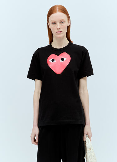 Comme Des Garçons PLAY 로고 프린트 티셔츠 블랙 cpl0355010