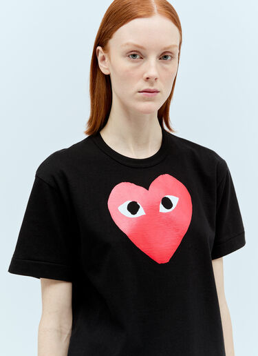 Comme Des Garçons PLAY 로고 프린트 티셔츠 블랙 cpl0355010