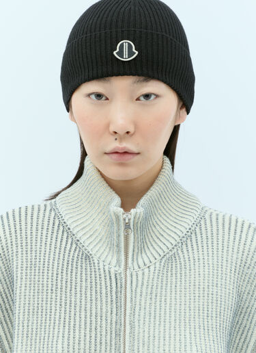 Logo Patch Cashmere Beanie Hat Moncler x Rick Owens Logo Patch Cashmere Beanie Hat Black mcs0355017