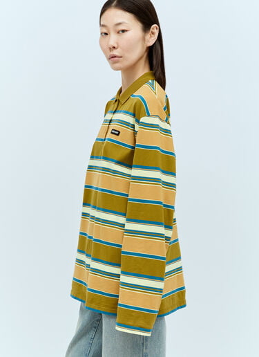 Striped Polo Top Miu Miu Striped Polo Top Yellow miu0356001