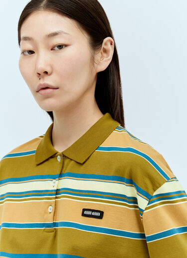 Miu Miu Striped Polo Top Yellow miu0356001