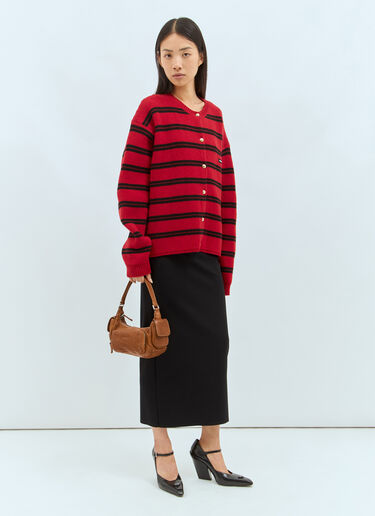 Miu Miu ストライプカーディガン  レッド miu0358001