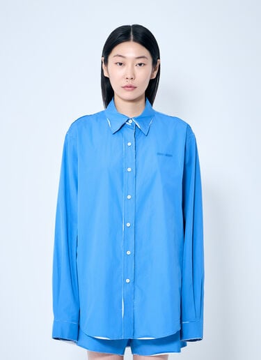 Miu Miu Raw Trims Poplin Shirt Blue miu0359001