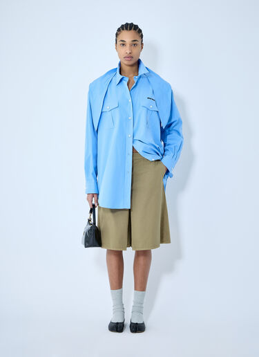 스카프가 달린 포플린 셔츠 Miu Miu 스카프가 달린 포플린 셔츠 블루 miu0360001