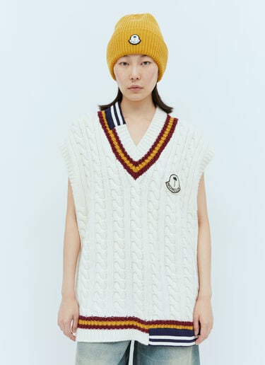 Moncler x Palm Angels ウール Vネックベスト ホワイト mpa0355015