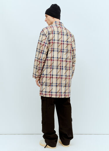 A BATHING APE® 로고 체크 코치 재킷 베이지 aba0154008
