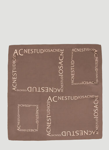 Acne Studios Logo Silk Scarf Brown acn0152054