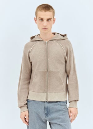 Acne Studios Wool-Blend Zip-Up Hooded Cardigan Beige acn0157020