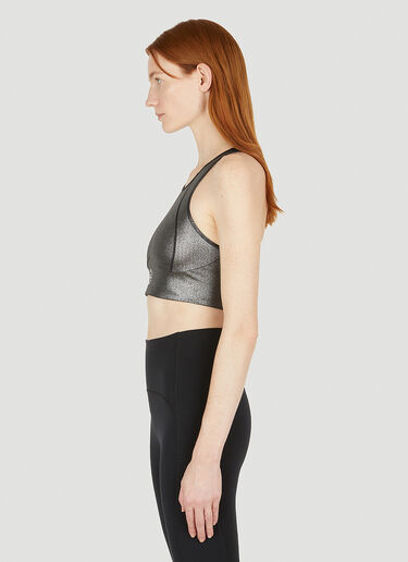 로고 프린트 메탈릭 크롭 탑 adidas by Stella McCartney 로고 프린트 메탈릭 크롭 탑 블랙 asm0250018