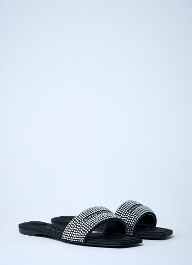 Alexander Wang Embellished Logo Motif Slides Black awg0261026