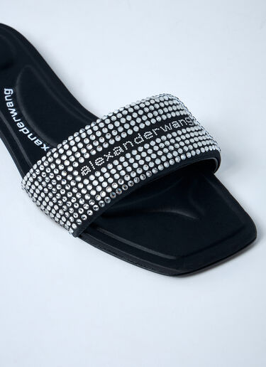 Embellished Logo Motif Slides Alexander Wang Embellished Logo Motif Slides Black awg0261026