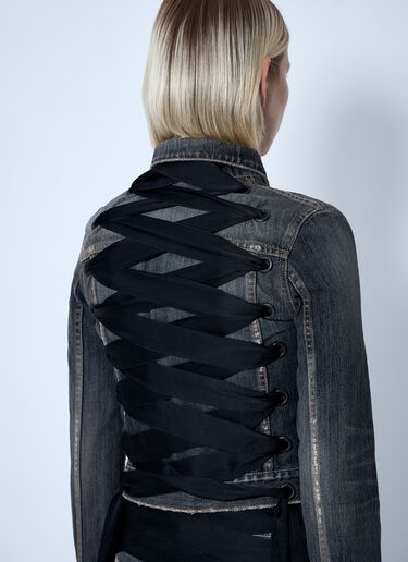 Lace-Up Denim Jacket Balenciaga Lace-Up Denim Jacket Dark Grey bal0260002