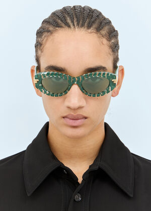 Bottega Veneta Mitre Oval Sunglasses Green bos0257002