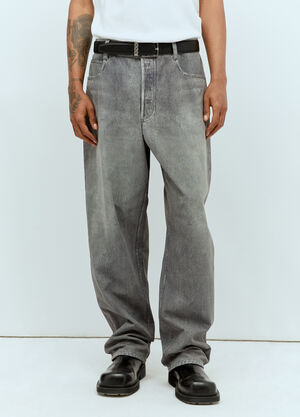 Bottega Veneta Printed Denim Leather Pants Grey bov0157002