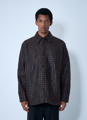 Bottega Veneta Intrecciato Leather And Suede Shirt Brown bov0161007