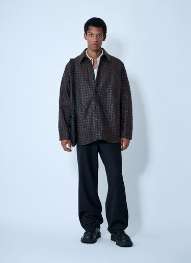 Bottega Veneta Intrecciato Leather And Suede Shirt Brown bov0161007