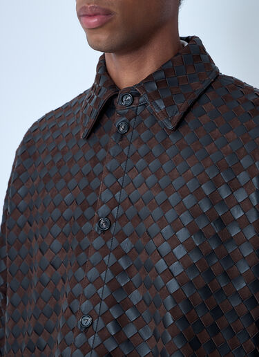 Bottega Veneta Intrecciato Leather And Suede Shirt Brown bov0161007