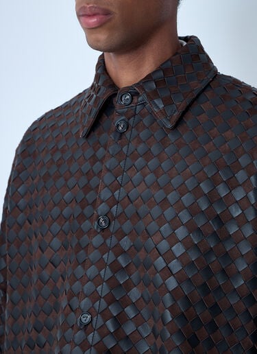 Intrecciato Leather And Suede Shirt Bottega Veneta Intrecciato Leather And Suede Shirt Brown bov0161007