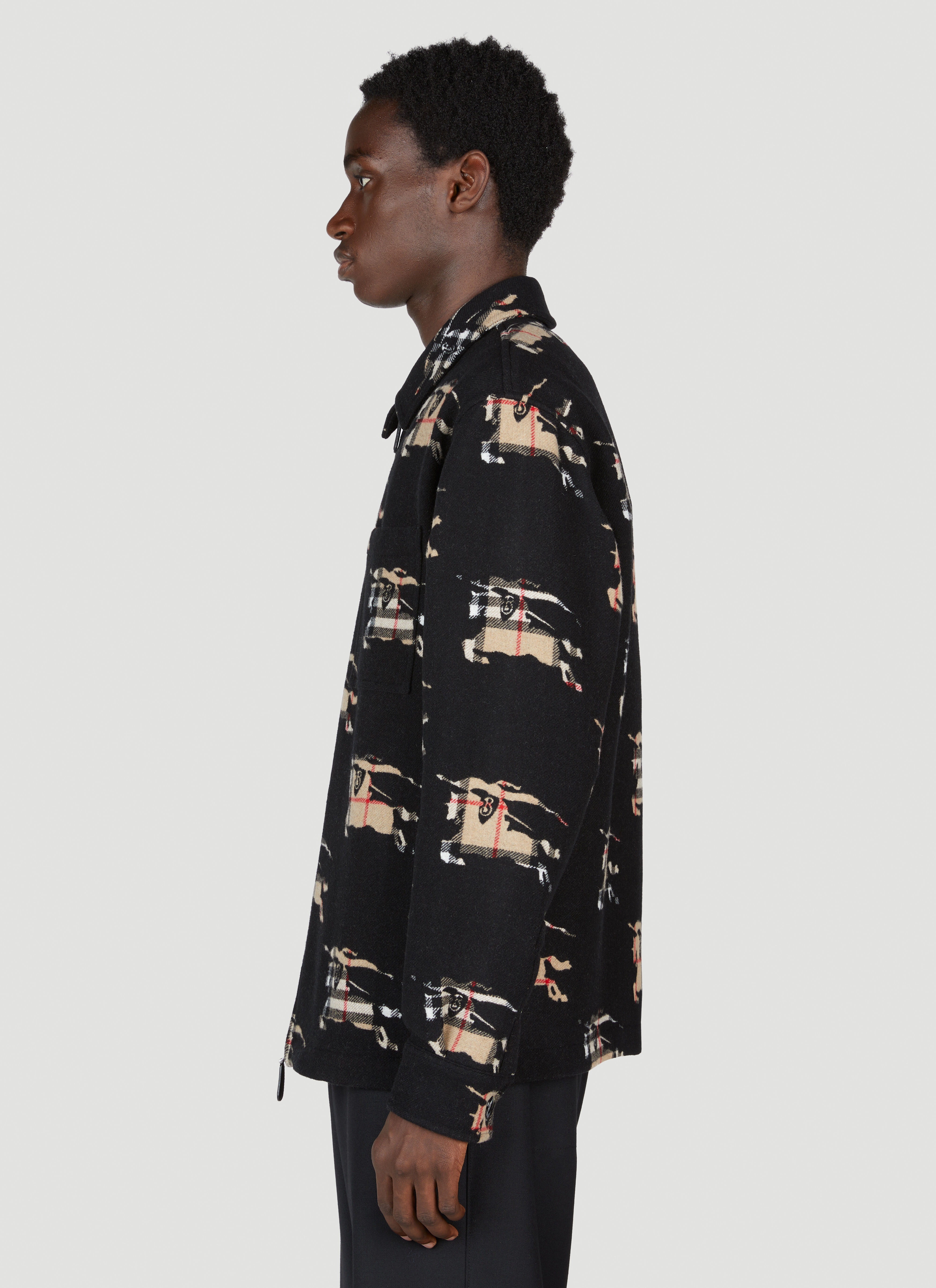 Burberry Men's' Check EKD Zip Up Overshirt in Beige | LN-CC®