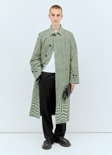 Long Warped Houndstooth Car Coat Burberry Long Warped Houndstooth Car Coat Green bur0155026
