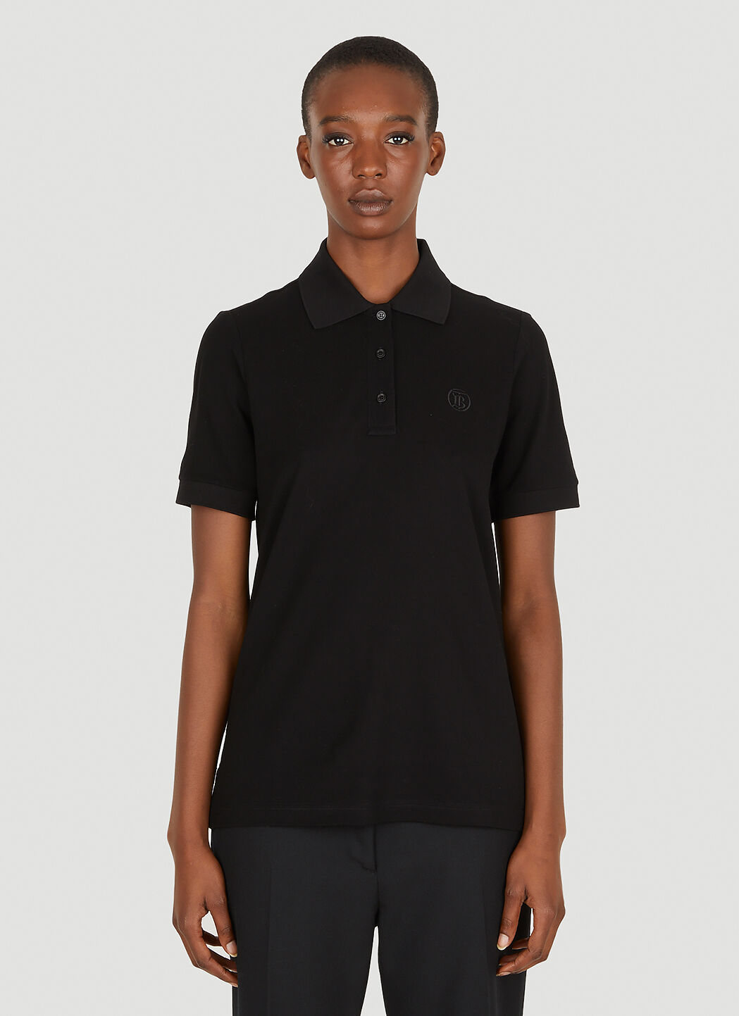 ネットオフ 送料得店  TB Burberry Logo LN-CC | Black in Shirt Polo Embroidery トップス